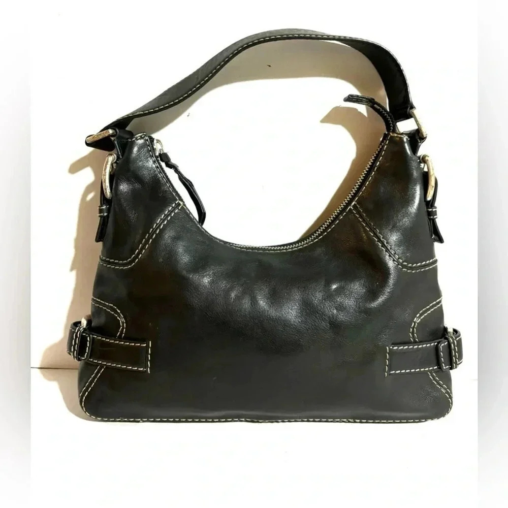 Michael kors black leather shoulder handbag